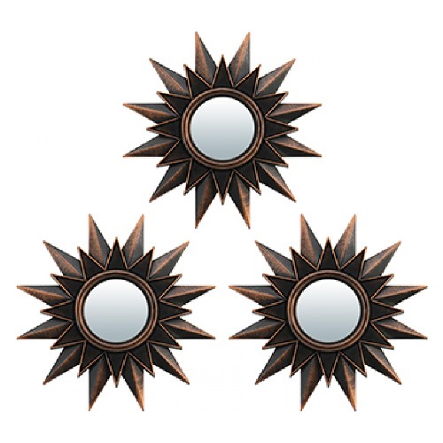 картинка Комплект декоративных зеркал QWERTY Лилль, бронза, 3 шт, диаметр 8 см 74050 от магазина АСЯ