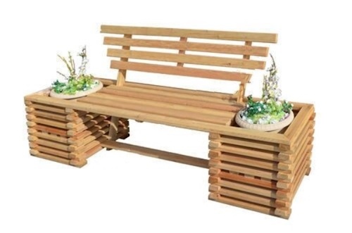 картинка Кашпо деревянное 500х500х450мм со скамейкой 1500 мм от магазина АСЯ