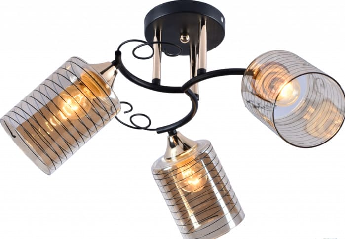 картинка Светильник AU11014/3  BK+FGD, черный+французское золото, Е27 3х60W от магазина АСЯ