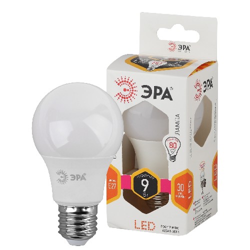 картинка Лампочка светодиодная ЭРА STD LED A60-9W-827-E27 9Вт груша теплый белый свет от магазина АСЯ