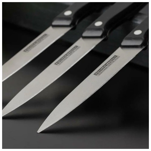 картинка Набор кухонных ножей «Ночь», 3 предмета, лезвие 12 см 1533338 от магазина АСЯ