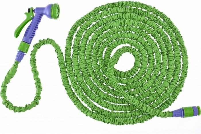 картинка Набор поливочный, растягивающийся шланг 20 м, 7 режимов пистолет, соединитель, адаптер 67547 от магазина АСЯ