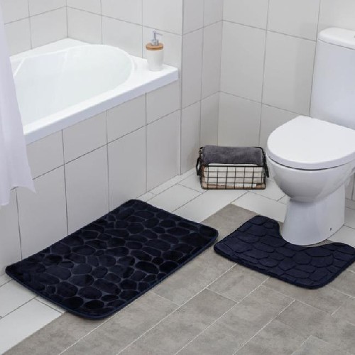 картинка Набор ковриков 40×50, 50×80 см для ванны и туалета «Камни», объёмные, цвет синий 2 шт, 2857359 от магазина АСЯ