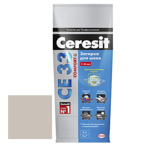 картинка Затирка Ceresit CE 33 1-6 мм серая 2 кг от магазина АСЯ