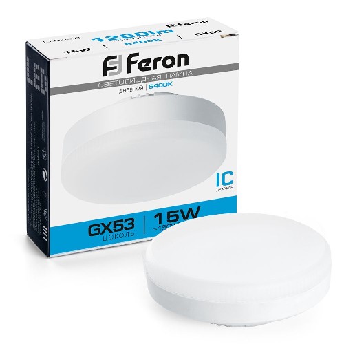картинка Лампа светодиодная Feron LB-454 GX53 15W 6400K таблетка 25869 от магазина АСЯ