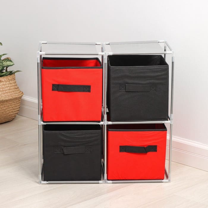 картинка Стойка для хранения одежды Доляна, 4 короба, 60×29×60 см, цвет красно-чёрный от магазина АСЯ