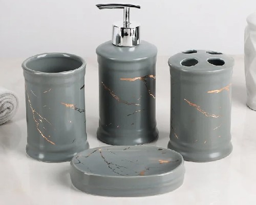 картинка Набор аксессуаров для ванной комнаты «Гроза», 4 предмета (дозатор 310 мл, мыльница, 2 стакана) 4563549 от магазина АСЯ
