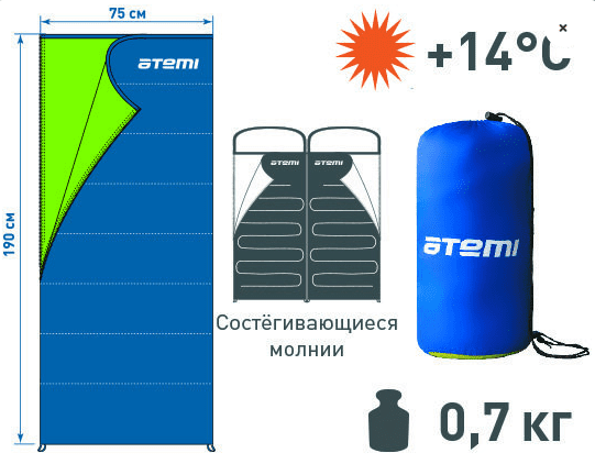 картинка Спальник Атеми Т2 190х75 см от магазина АСЯ