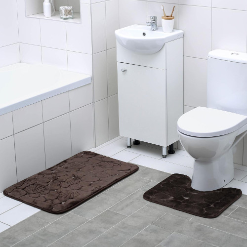 картинка Набор ковриков 40×50, 50×80 см для ванны и туалета «Галька, ракушки, тропики, совушки», 2 шт от магазина АСЯ