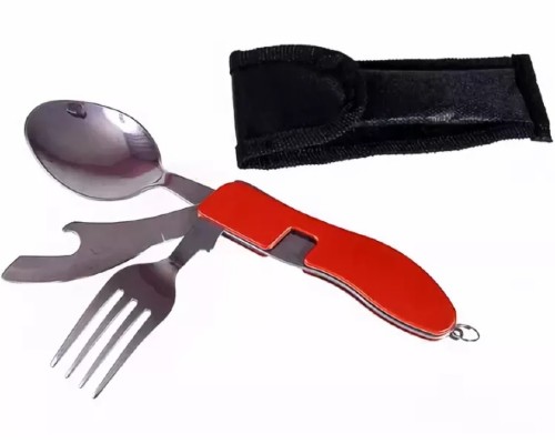 картинка Набор туристический складной, 4 функции (вилка, ложка, нож, открывалка) FIT 10542 от магазина АСЯ