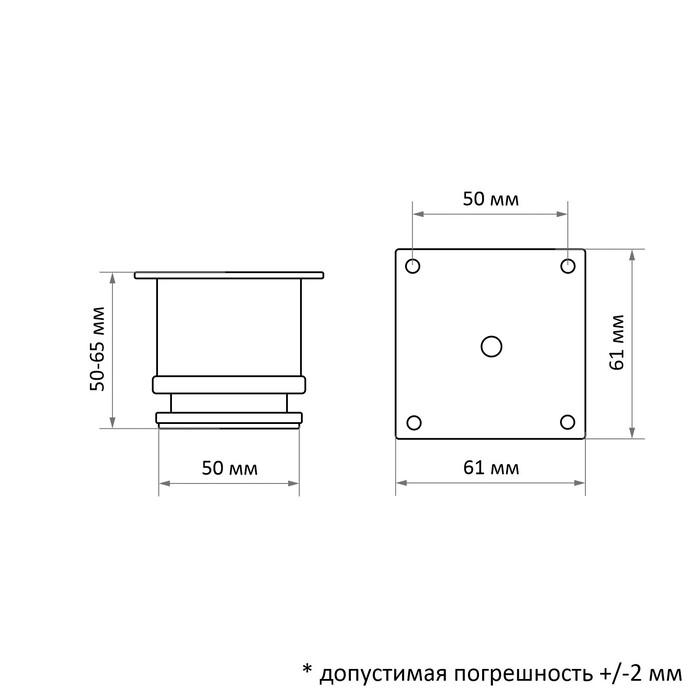 картинка Опора мебельная, регулируемая, D=50 мм, h=50 мм, цвет сатиновый никель от магазина АСЯ