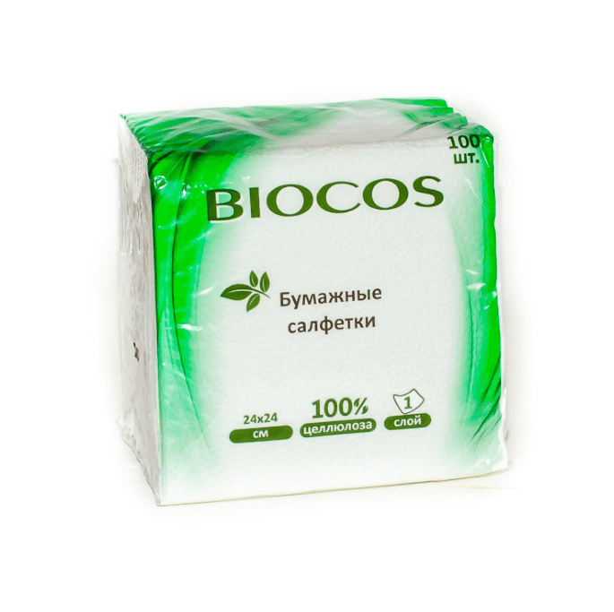 картинка Салфетки бумажные 100шт BioCos белые от магазина АСЯ