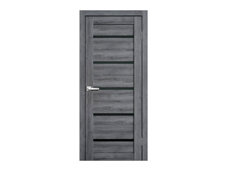 картинка Дверь межкомнатная "L26" Дуб Стоунвуд с черным стеклом 3D Микрофлекс 700х2000 от магазина АСЯ