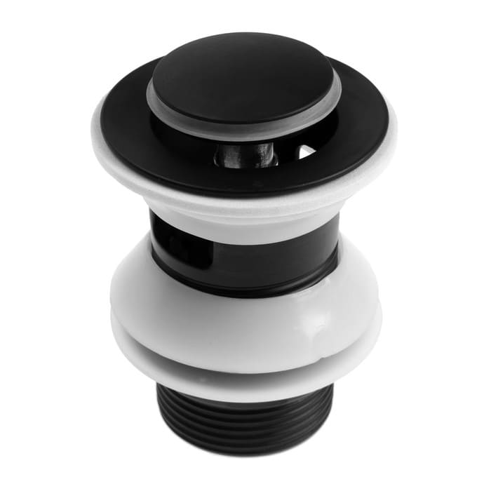 картинка Донный клапан ZEIN, 1 1/4", маленькая кнопка, с переливом, для раковины, черный, 9559104 от магазина АСЯ
