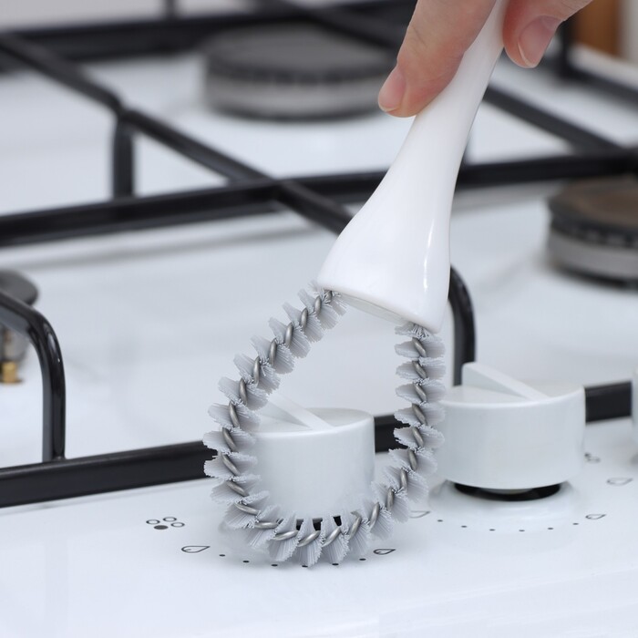 картинка Щётка для чистки посуды и решёток-гриль Raccoon, круг, 19×5,5х2 см, цвет белый, 9668874 от магазина АСЯ