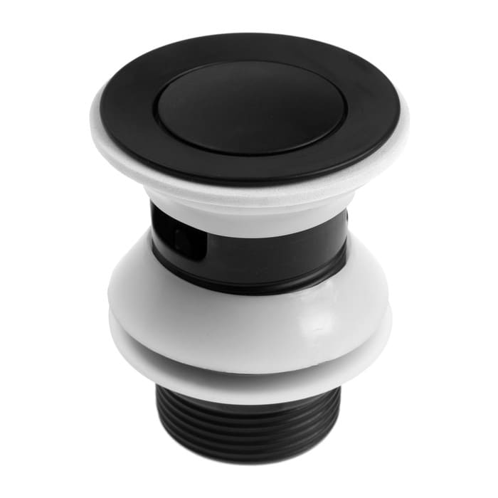 картинка Донный клапан ZEIN, 1 1/4", маленькая кнопка, с переливом, для раковины, черный, 9559104 от магазина АСЯ