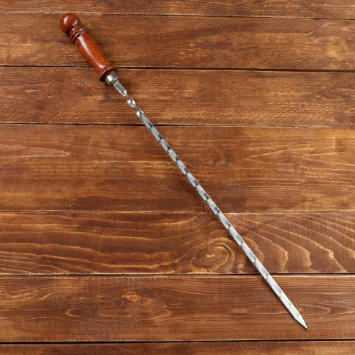 картинка Шампур узбекский 62см, деревянная ручка, (рабочая часть 40см), с узором, 3815912 от магазина АСЯ