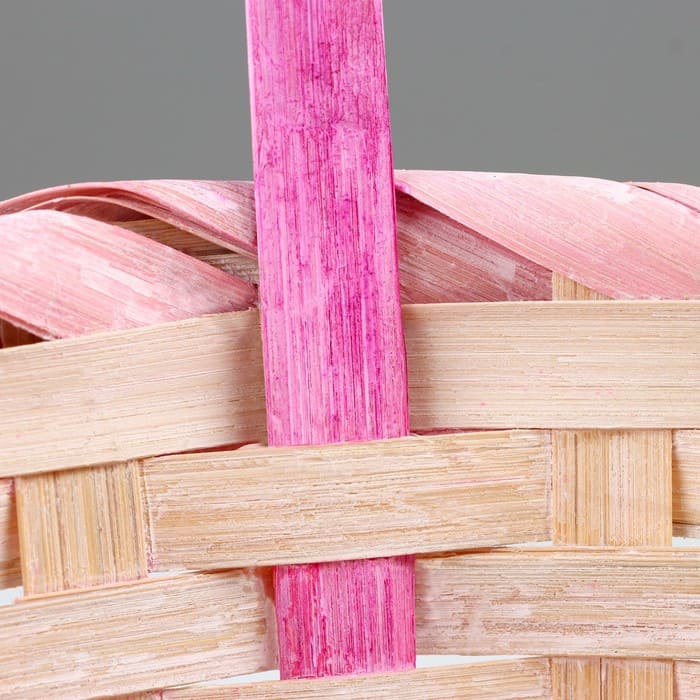 картинка Корзина плетеная (бамбук), 18 х 15 х 50 см, бело-розовая, 10088039 от магазина АСЯ