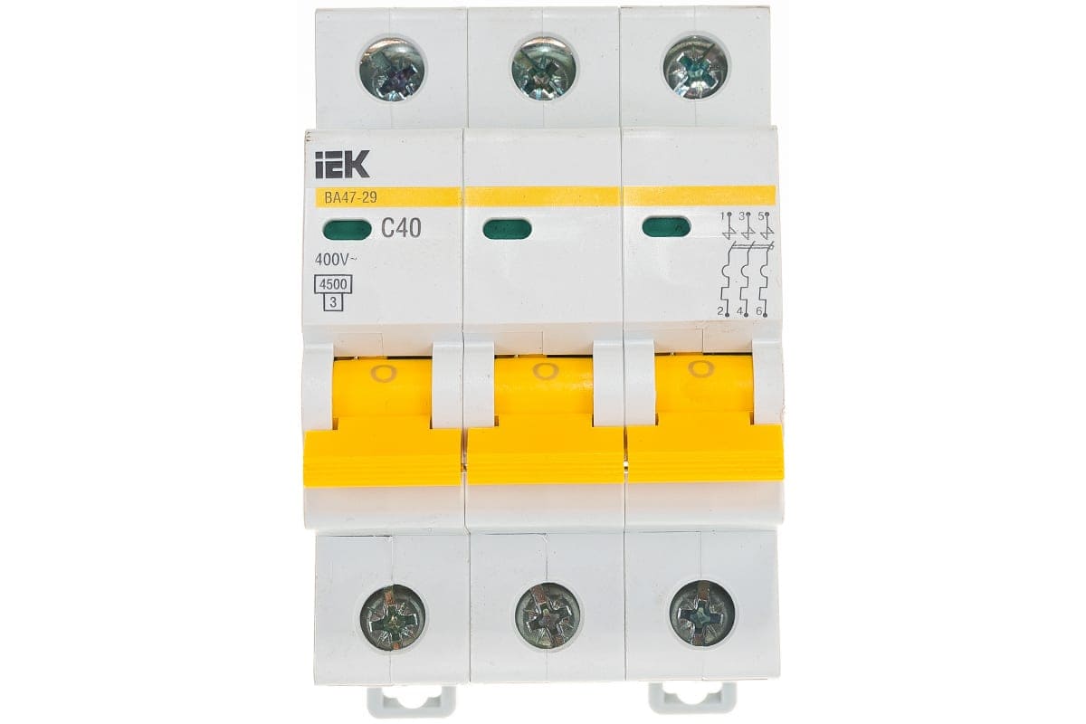 картинка Автоматический 3-полюсный выключатель, IEK ВА47-29 40А, тип расцепления С, 4.5кА от магазина АСЯ