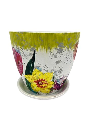 картинка Горшок цветочный "Бутон Декупаж", д-15 см, 2 л, керамика, (в ассортименте) от магазина АСЯ