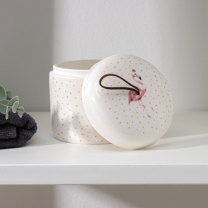 картинка Набор аксессуаров для ванной комнаты «Фламинго», 4 предмета, цвет белый от магазина АСЯ