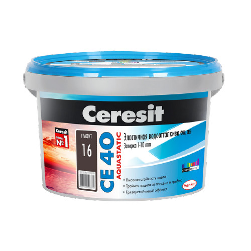 картинка Затирка Ceresit CE 40 Aquastatic графит 2 кг эластичная водоотталкивающая от магазина АСЯ