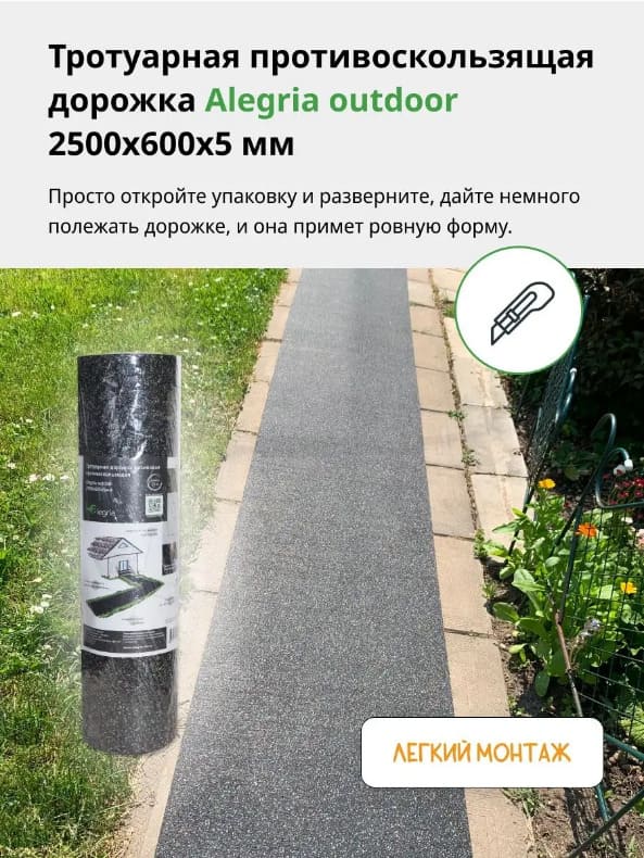 картинка Дорожка тротуарная противоскользящая Alegria outdoor 2500x600x5 мм от магазина АСЯ