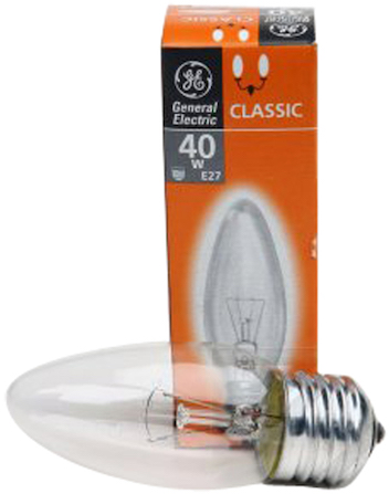 картинка Лампа накаливания GE Брест В35 40Вт СL Е27 С1 MIBY свеча от магазина АСЯ