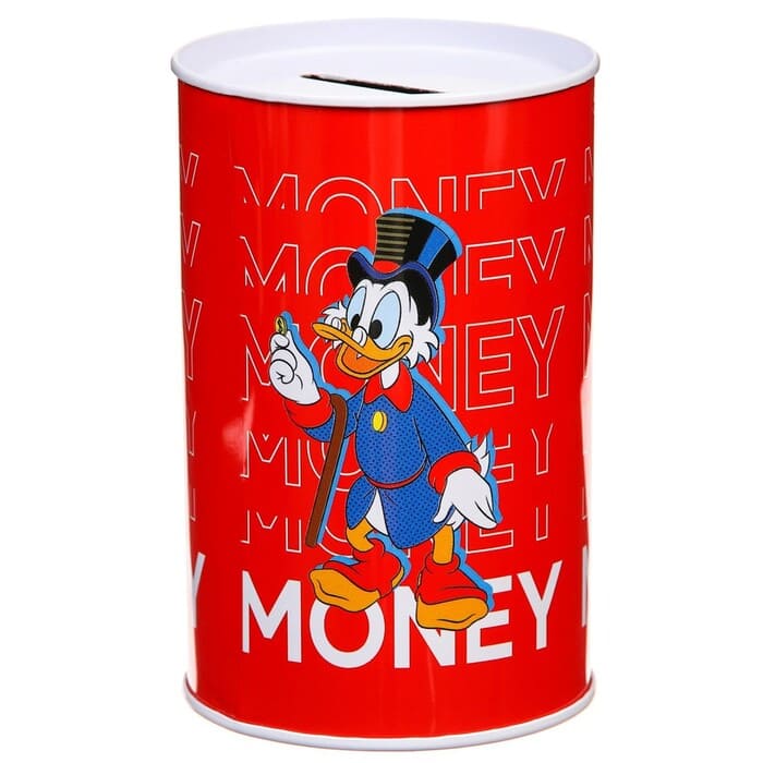 картинка Копилка металлическая, 6,5 см х 6,5 см х 12 см "MONEY", Disney от магазина АСЯ