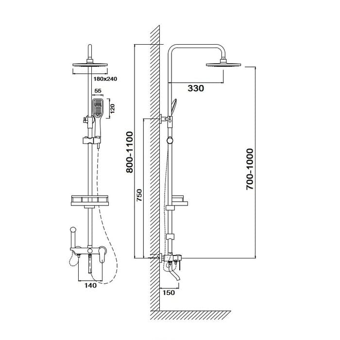 картинка Душевая система со смесителем, тропическим , гигиеническим душем stOMEGA 7702 от магазина АСЯ