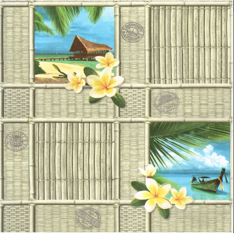 картинка Обои Бали 420003-71 0,53х10 м зеленый, бумажные, моющиеся от магазина АСЯ