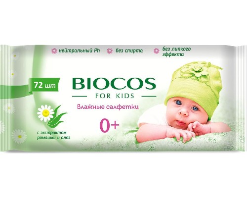 картинка Салфетки влажные BioCos For Kids, детские, цвет микс, 72 шт. от магазина АСЯ