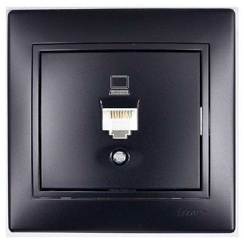 картинка Розетка компьютерная с рамкой Lezard MIRA 701-4242-139 скрытая установка черный бархат от магазина АСЯ